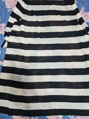 Black and White Striped Women's Cardigan Sweater